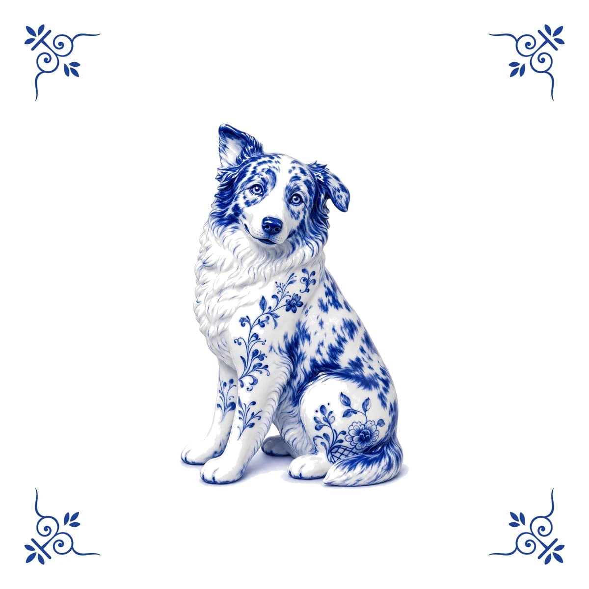 Australian Shepherd – Delfter Blau Fliese
