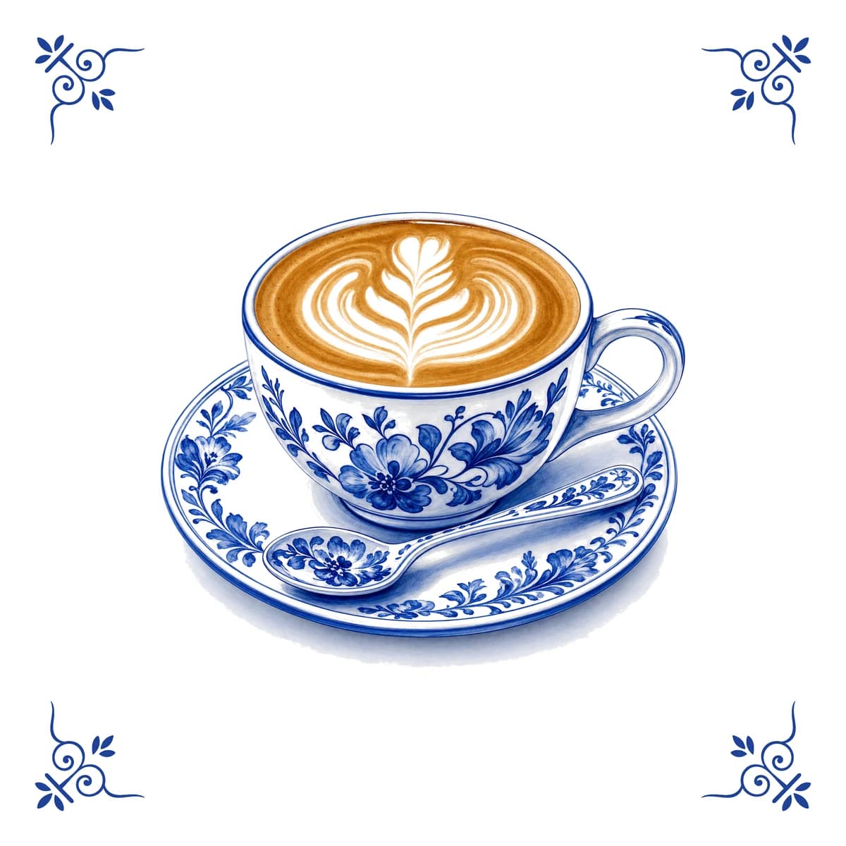 Kaffee – Delfter Blau Fliese